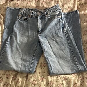 Light Blue Wide Leg Denim Jeans Garage